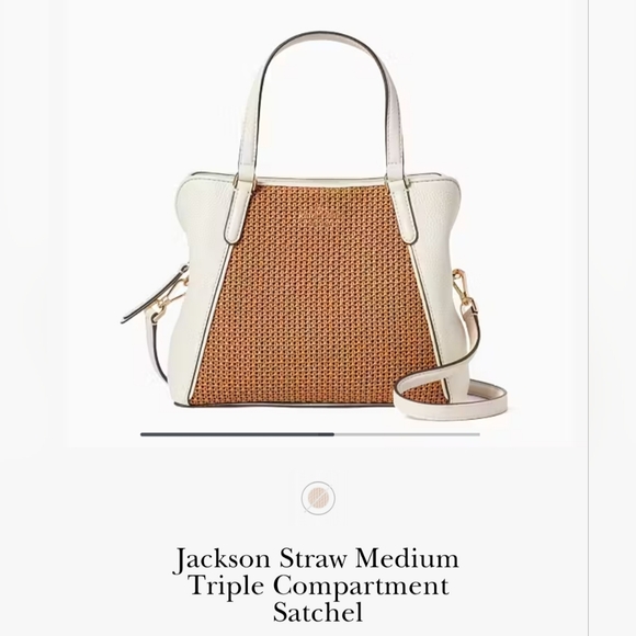BRAND NEW - PERFECT CONDITION! Kate Spade White and Brown Straw Satchel - Picture 1 of 6